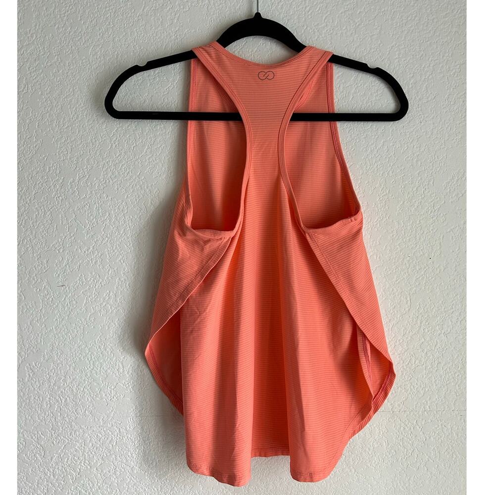 Calia Striped Racerback Side Slit Coral Tank Top Oversized Nylon Spandex Size XS